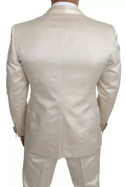 Traje 3 piezas beige crema de lana SICILIA con chal