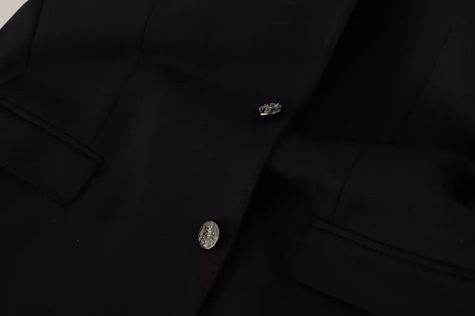 Chaqueta blazer de algodón negra de corte entallado