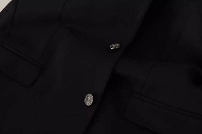 Chaqueta blazer de algodón negra de corte entallado