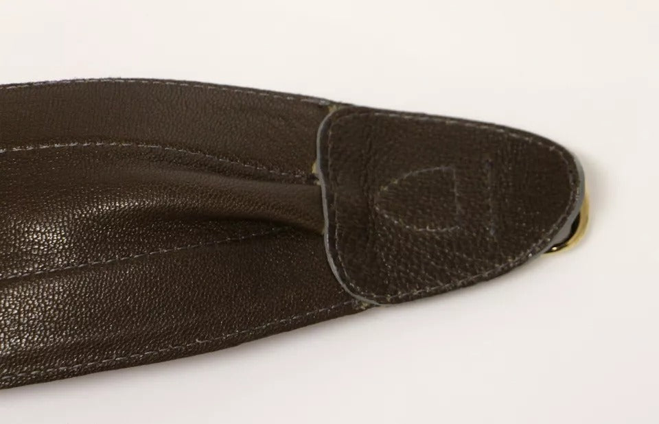 Cinturón de lino y cuero marrón D&amp;G con logotipo