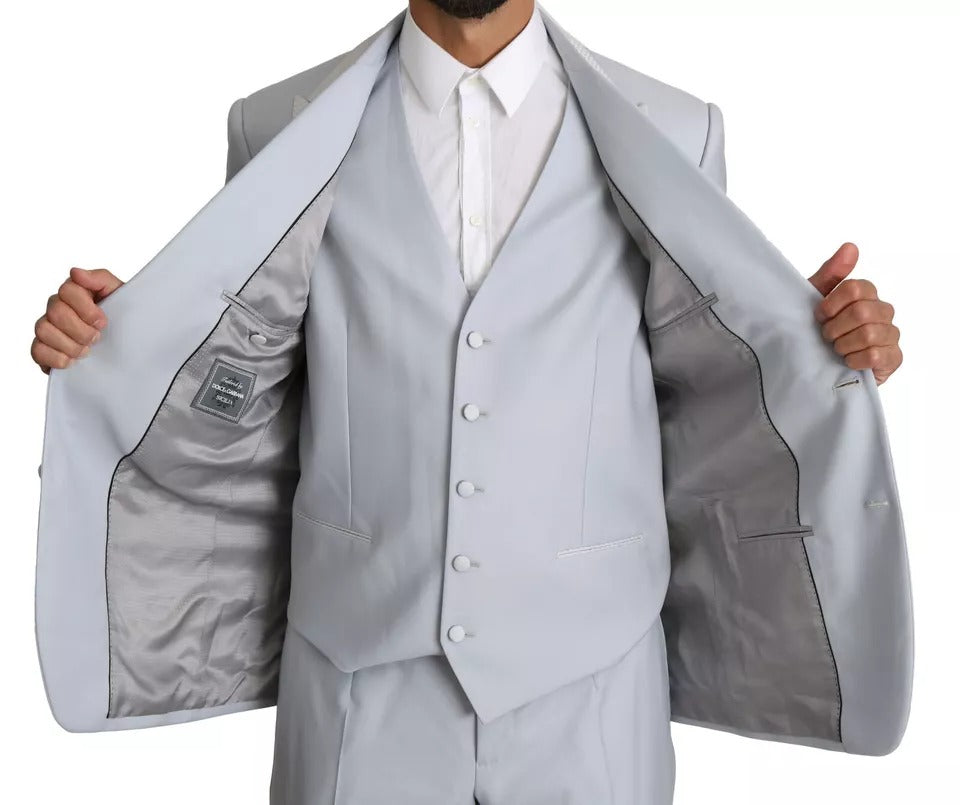 Traje de tres piezas de lana SICILIA azul claro
