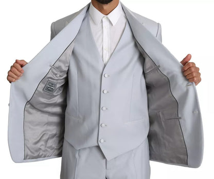 Traje de tres piezas de lana SICILIA azul claro