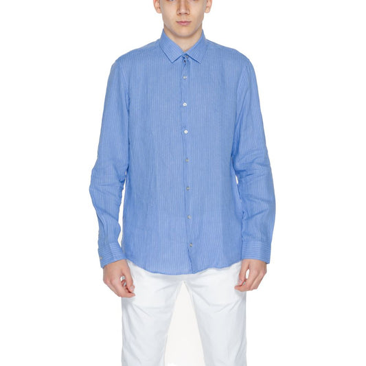 Camisa de lino azul