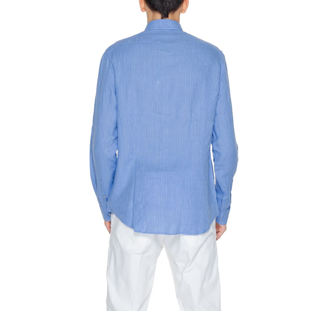 Camisa de lino azul