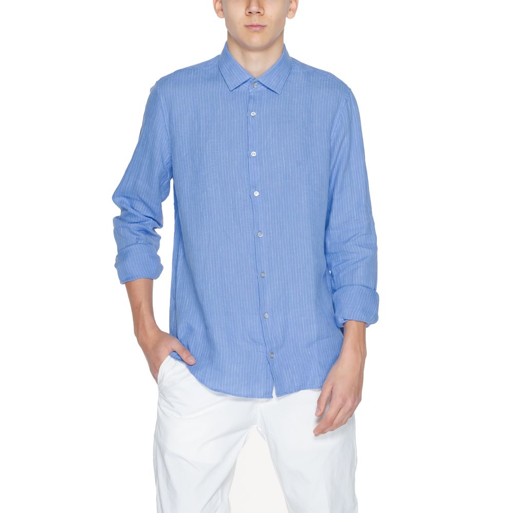 Camisa de lino azul