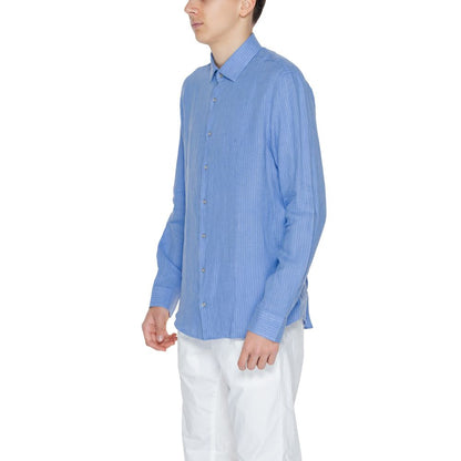 Camisa de lino azul