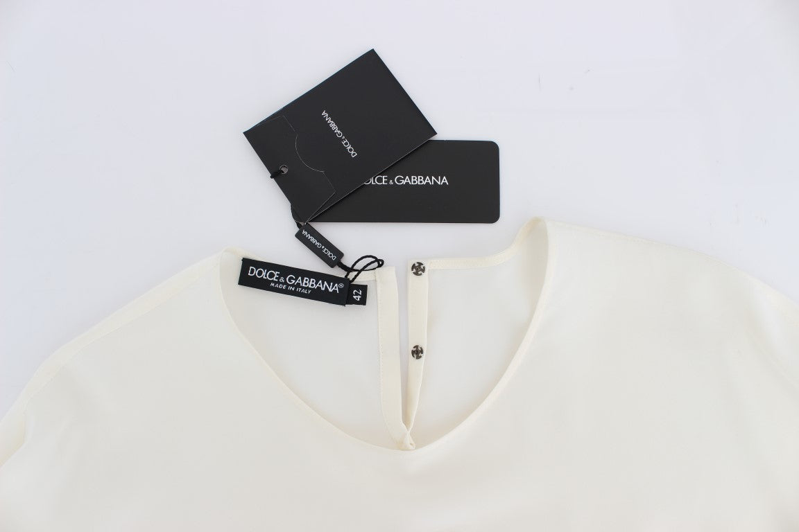 Blusa de seda con lentejuelas color marfil