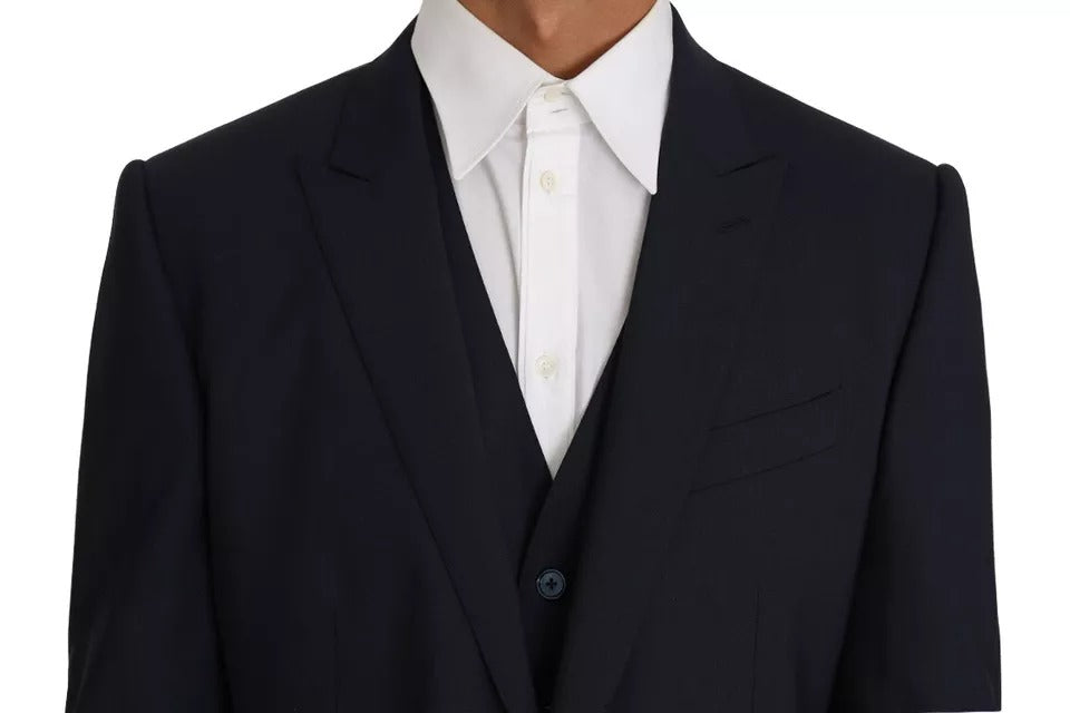 Chaleco blazer MARTINI de lana azul de 2 piezas