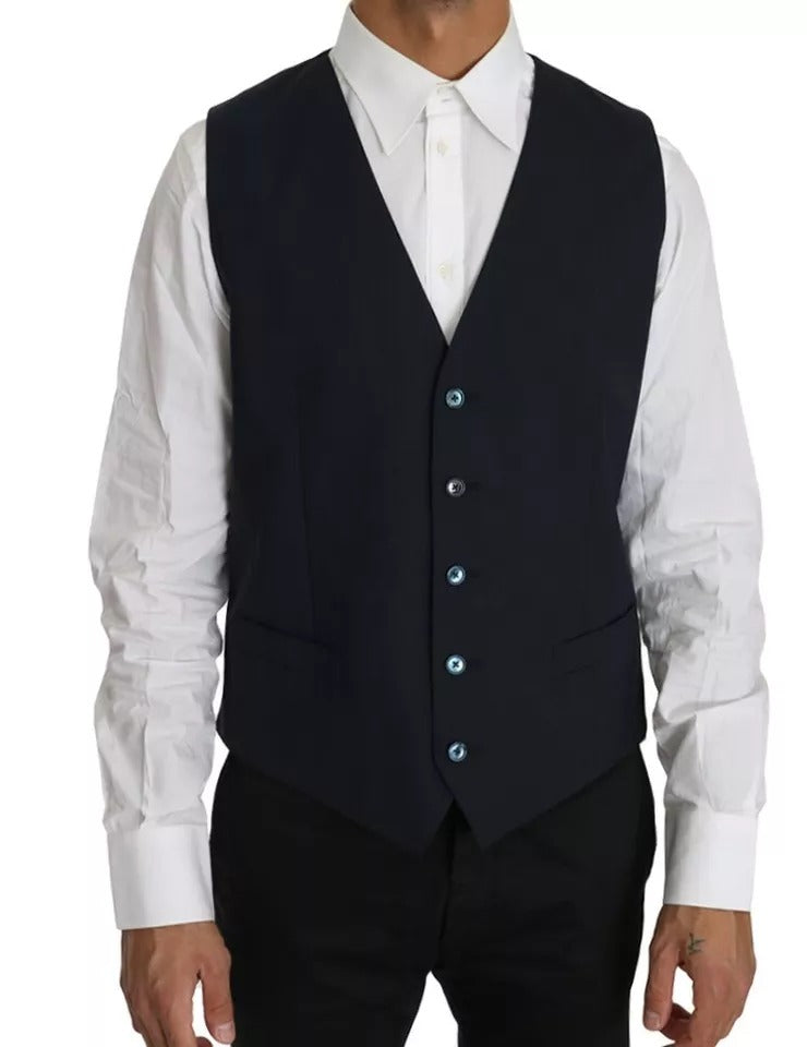 Chaleco blazer MARTINI de lana azul de 2 piezas