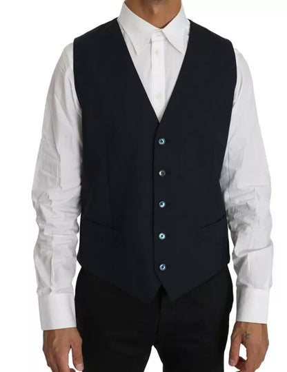 Chaleco blazer MARTINI de lana azul de 2 piezas