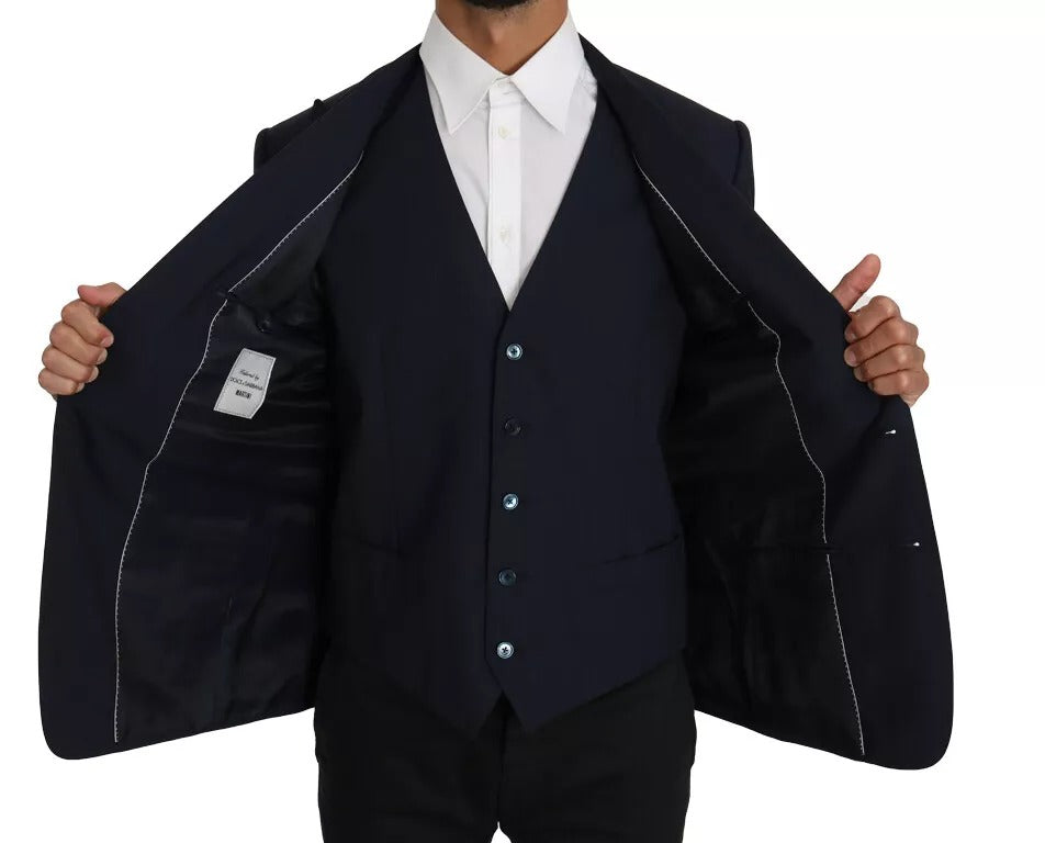 Chaleco blazer MARTINI de lana azul de 2 piezas