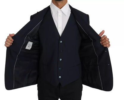 Chaleco blazer MARTINI de lana azul de 2 piezas