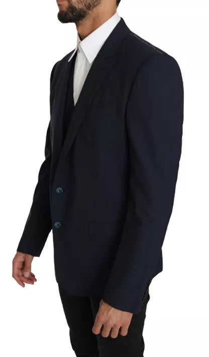 Chaleco blazer MARTINI de lana azul de 2 piezas