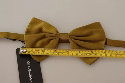Pajarita de mariposa de seda 100 % color amarillo mostaza para hombre