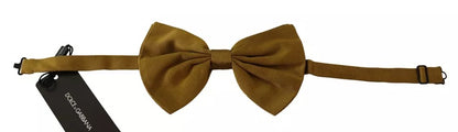 Pajarita de mariposa de seda 100 % color amarillo mostaza para hombre