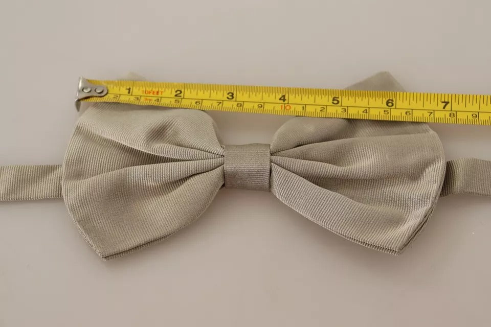 Pajarita ajustable para el cuello, 100 % seda, color gris plateado