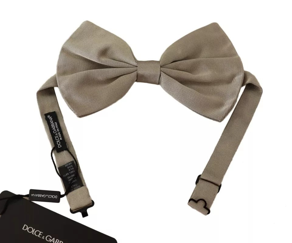 Pajarita ajustable para el cuello, 100 % seda, color gris plateado