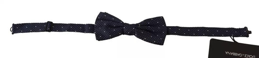 Pajarita ajustable de seda con estampado azul para hombre