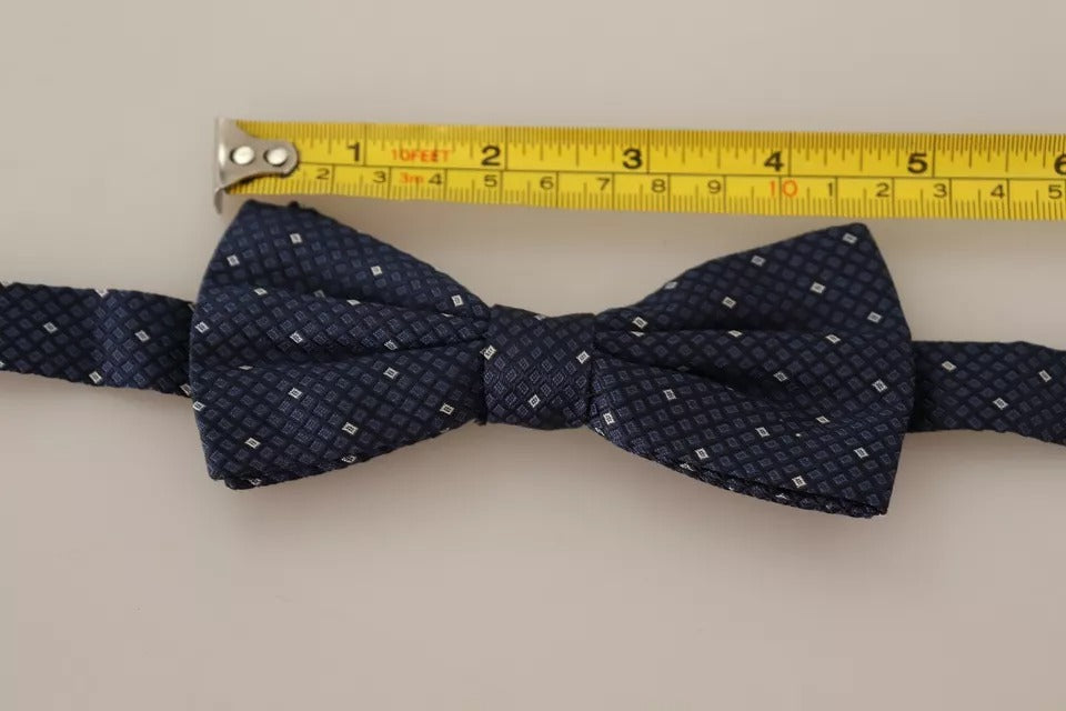 Pajarita ajustable de seda con estampado azul para hombre