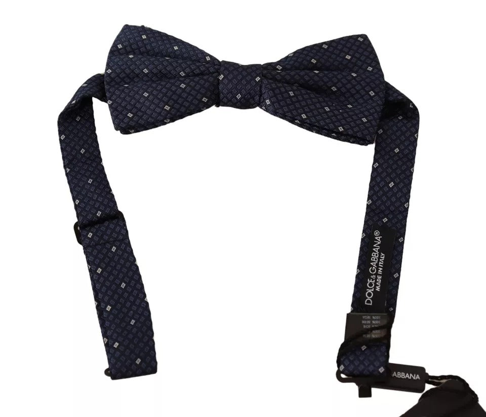 Pajarita ajustable de seda con estampado azul para hombre