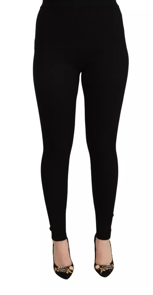 Pantalones negros elásticos de cintura alta
