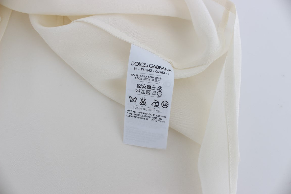 Blusa de seda con lentejuelas color marfil