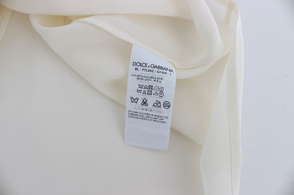 Blusa de seda con lentejuelas color marfil