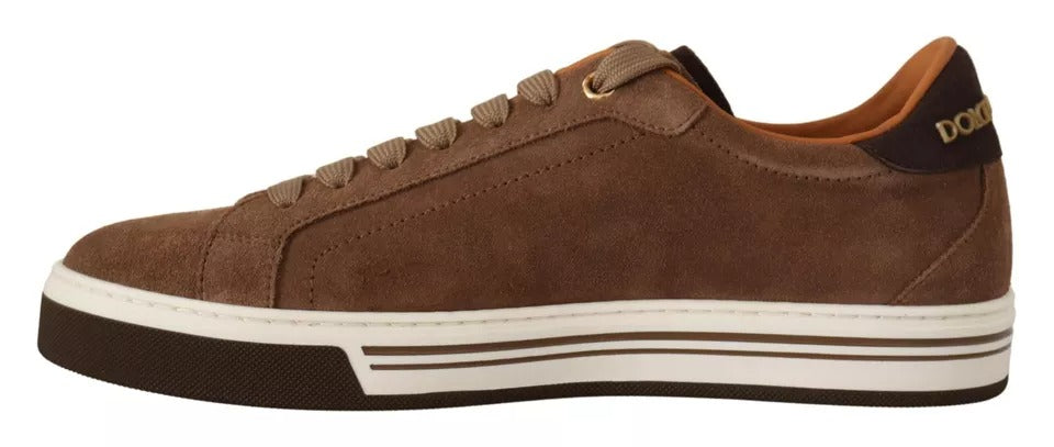 Zapatillas bajas con logo de ante marrón para hombre