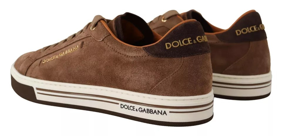 Zapatillas bajas con logo de ante marrón para hombre