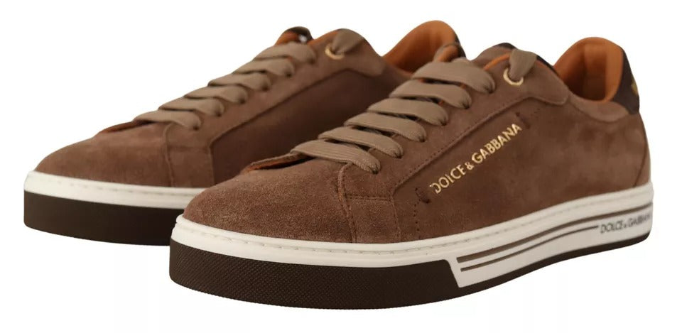 Zapatillas bajas con logo de ante marrón para hombre