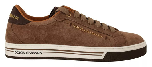 Zapatillas bajas con logo de ante marrón para hombre