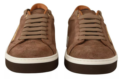 Zapatillas bajas con logo de ante marrón para hombre