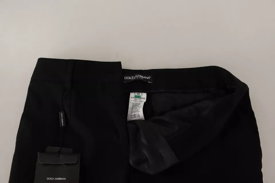 Pantalones cónicos de lana con rayas blancas y negras