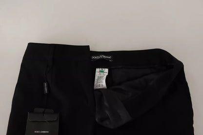Pantalones cónicos de lana con rayas blancas y negras