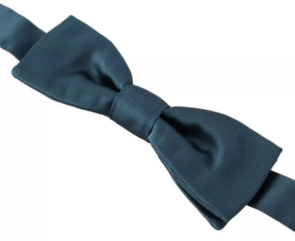 Pajarita ajustable para hombre, 100 % seda azul