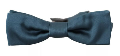 Pajarita ajustable para hombre, 100 % seda azul