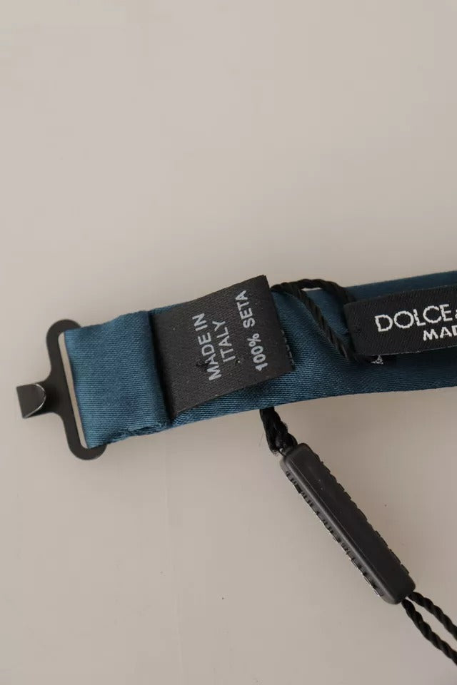 Pajarita ajustable para hombre, 100 % seda azul
