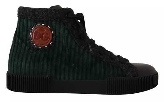 Zapatillas altas de pana verde para hombre, zapatos casuales