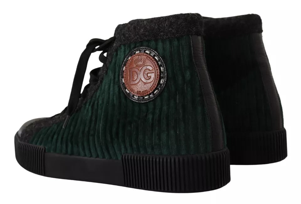 Zapatillas altas de pana verde para hombre, zapatos casuales