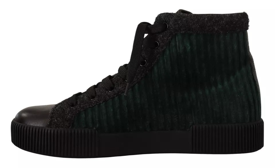 Zapatillas altas de pana verde para hombre, zapatos casuales