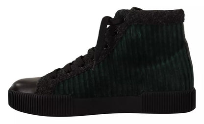 Zapatillas altas de pana verde para hombre, zapatos casuales