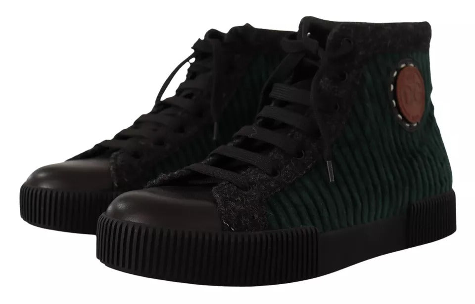 Zapatillas altas de pana verde para hombre, zapatos casuales