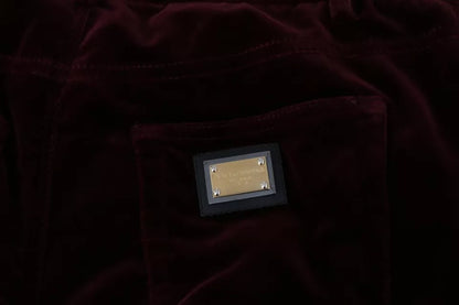 Pantalones ajustados elásticos de terciopelo burdeos