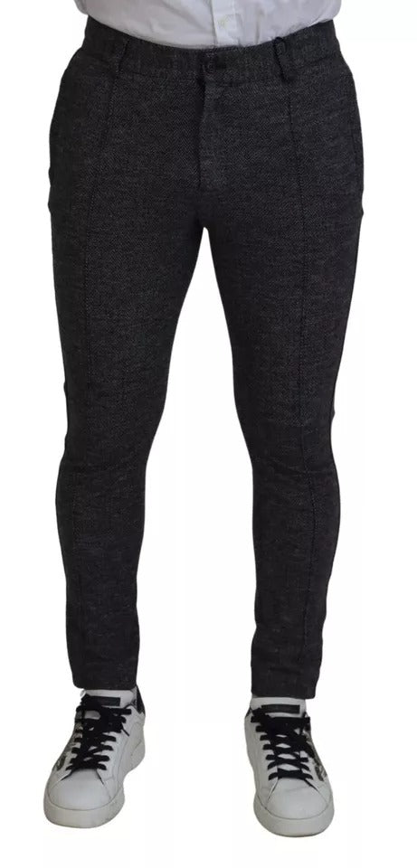 Pantalones ajustados de viscosa con estampado de chevrones grises