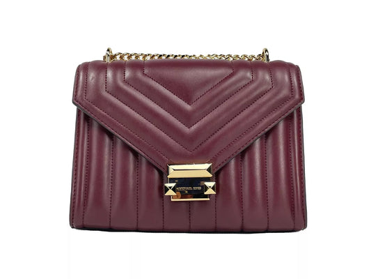 Bolso bandolera Whitney mediano con cadena y solapa en color sangre de buey