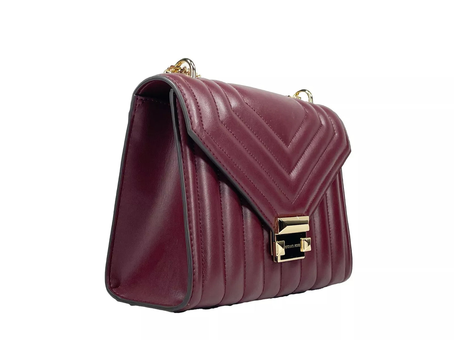 Bolso bandolera Whitney mediano con cadena y solapa en color sangre de buey