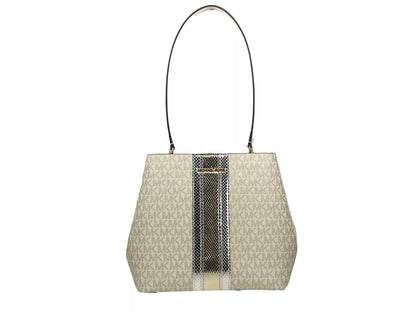Bolso bandolera Pratt mediano en dorado pálido y crema
