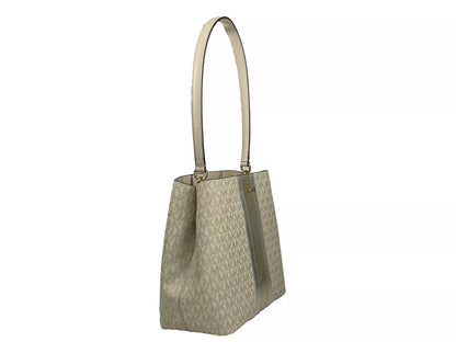 Bolso bandolera Pratt mediano en dorado pálido y crema