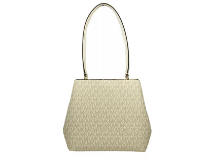 Bolso bandolera Pratt mediano en dorado pálido y crema