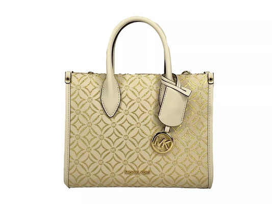 Bolso bandolera Mirella pequeño con cremallera en la parte superior, color crema